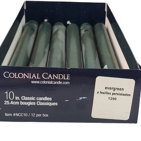 Colonial Candle 10" Evergreen candle taper 6 New in Box 6 partial used - Picture 1 of 4